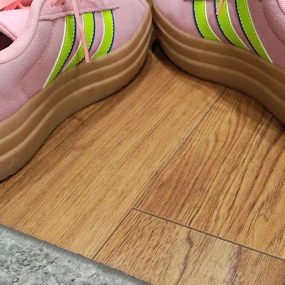 Adidas Pink Sneakers with Green and Blue Stripes - Picture 5 of 10